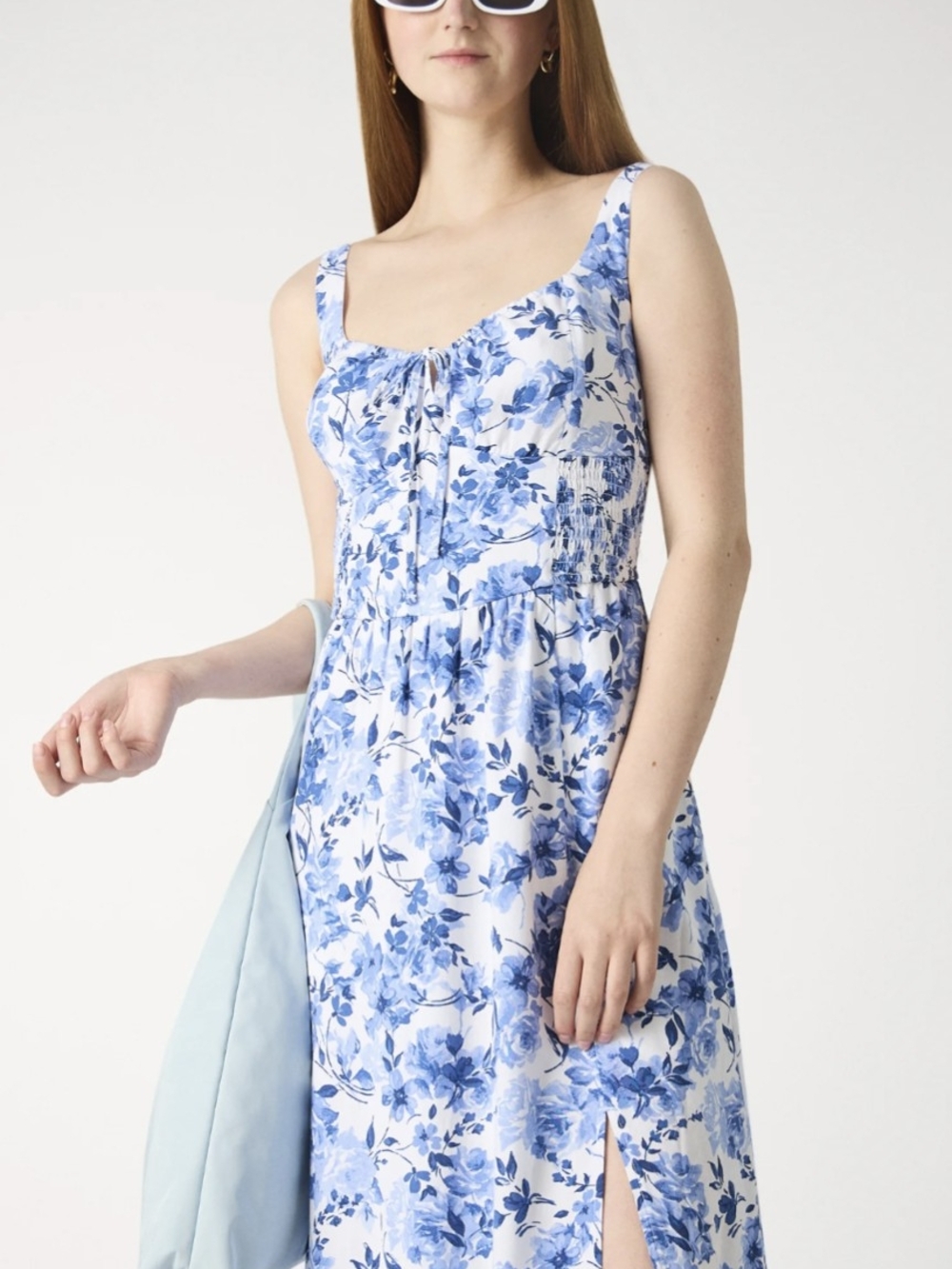 Hollister Sofia Side Smocked Midi Dress